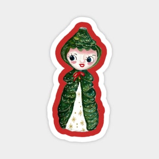 Vintage Christmas Tree girl Magnet