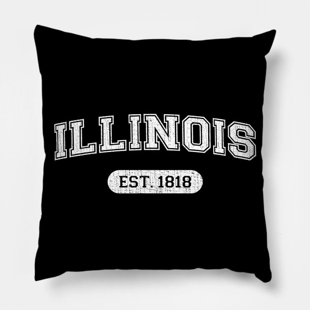 Classic College-Style Illinois 1818 Distressed University Design Pillow by Webdango