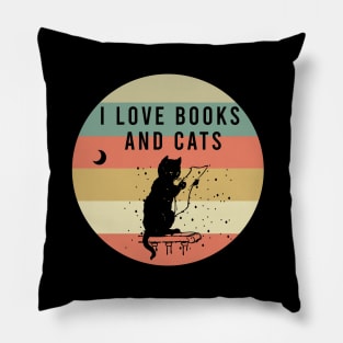 I love books and cats Pillow