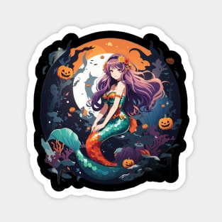 Purple Haired Hallows Eve Mermaid Magnet