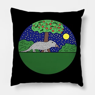 pixel art pangolin under apple tree Pillow