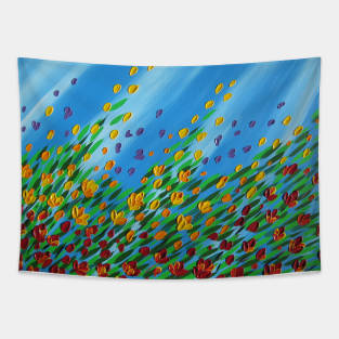 Blue and Poppies Tapestry