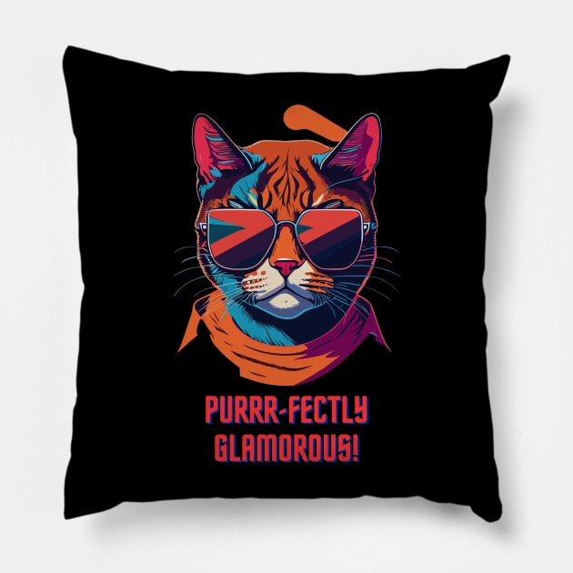 Purrr-fectly glamorous Pillow by Merchandise Mania