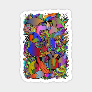 Colorful Abstract Foxes Magnet