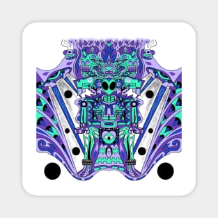 mictlan alien ecopop in transfer spaceship pattern art Magnet