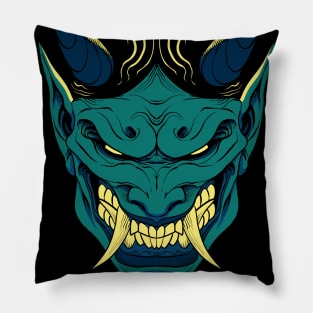 Green Oni Mask Pillow