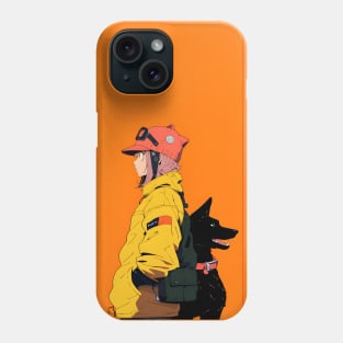 Anime Gairl With Dog in Anime Japanese Aesthetic Phone Case