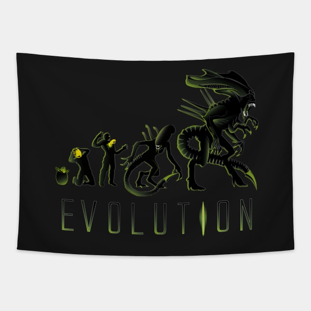 Xenomorph Evolution ( Black Variant) Tapestry by Samiel