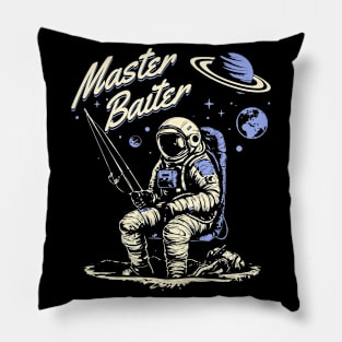 Master Baiter Funny Fishing Astronaut Vintage Space Pillow