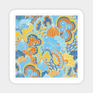 Abstract Floral Neck Gator Blue Orange Floral Abstract Magnet