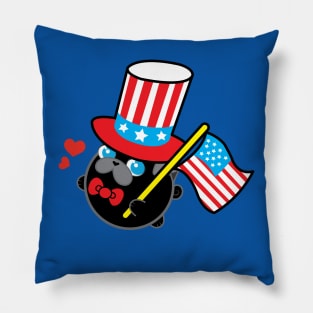 Poopy the Pug Puppy - Independence Day Pillow