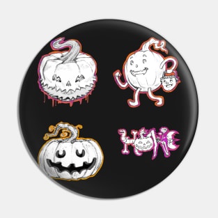 Halloween B&W Jack O' Lantern Sticker Pack Pin