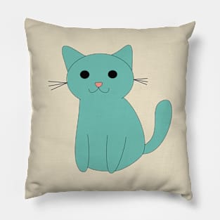 Sitting cat (blue) Pillow