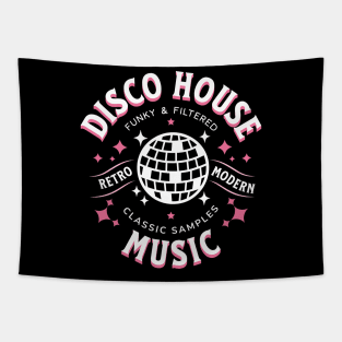 DISCO HOUSE  - Retro Modern Disco Ball (White/Pink) Tapestry