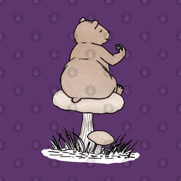 Bear's Tea Time Atop a Mushroom by MarinaIllustration