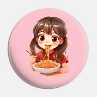 Girl Eating Spaghetti Pin