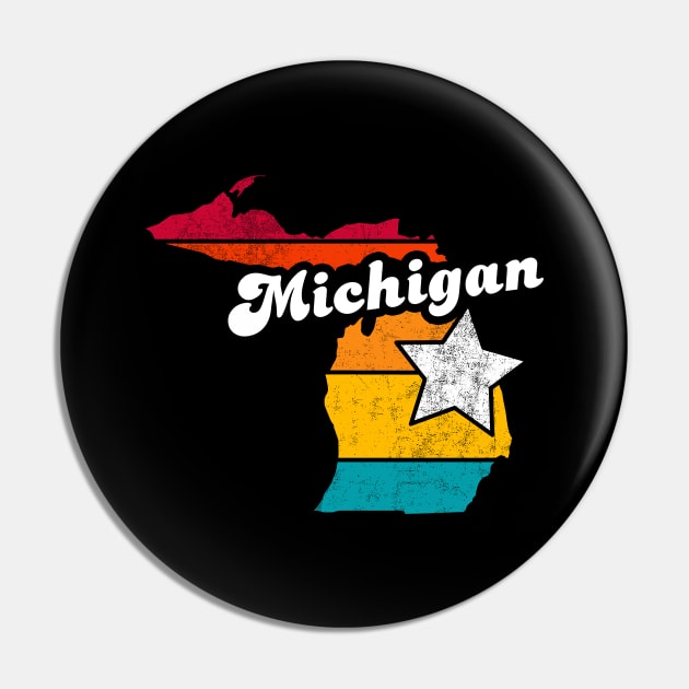 Michigan  Vintage Distressed Souvenir Pin by NickDezArts