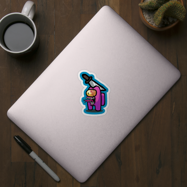 among us imposter pink among us sticker teepublic