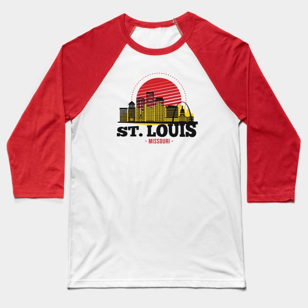 Vintage St. Louis Missouri Cityscape Retro Red Graphic T-Shirt, Women's, Size: XL, White
