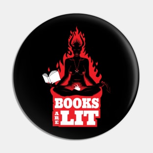 Books Are Lit Sexy Demon Pin