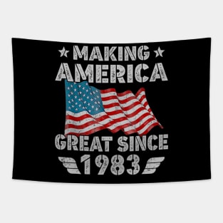 37th Birthday Gift Making America Flag Great Since 1983 Tapestry