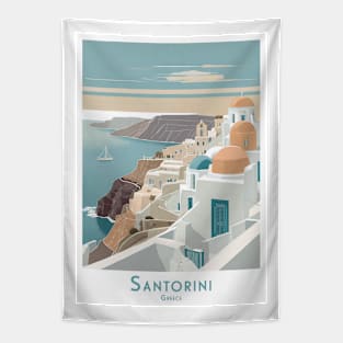 Santorini Serenity - Grecian Paradise Tapestry