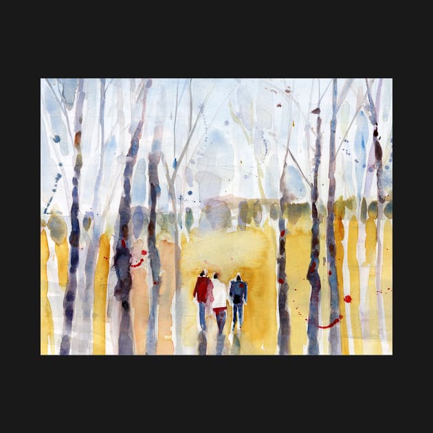 Loose Watercolor - Three Wanderers in New Hampshire by dfrdesign