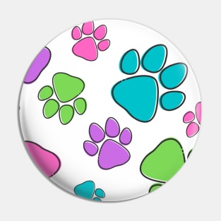 Kids Pawprint Pattern – Purple Pink Blue Green Pin