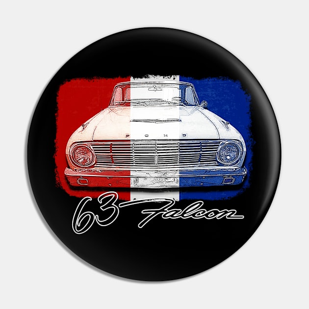 63 Falcon Sprint Red, White and Blue Classic Hot Rod Muscle Car Pin by AGED Limited