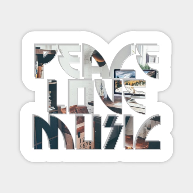 Peace Love Music Magnet by afternoontees