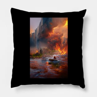 Water and Fire Fantasy Art Style Pillow