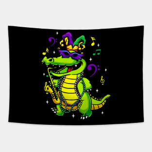 Cute Mardi Gras Alligator for Kids or Adults Tapestry