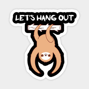 sloth hanging from tree funny illustration art Magnet