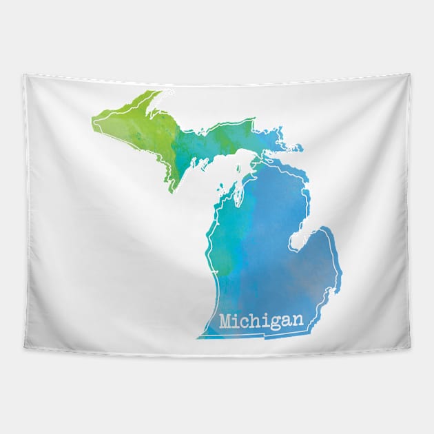 Michigan Watercolor Outline Tapestry by UnderwaterSky