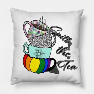 Spill the Tea-Style 2-Tipsy Tea Cups Design Pillow