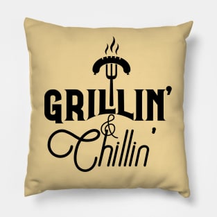 Grilling and chilling; grill; bbq; barbeque; griller; dad; father; husband; cook; chef; meat; food; chill; Pillow