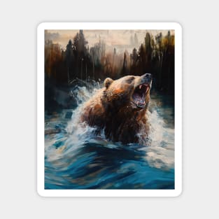 Bear in the River - Oil Painting Magnet