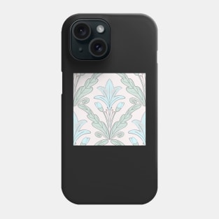 Regency style modern floral damask medallion pattern in turquoise and sage Phone Case