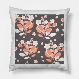 Modern floral bouquet with daisies repeat pattern print Pillow