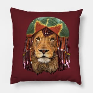 Rastafarian-lion humor design Pillow