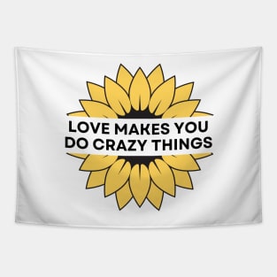 Love Makes You Do Crazy Things - Sunflower - Yellow and Black Graphic Tapestry