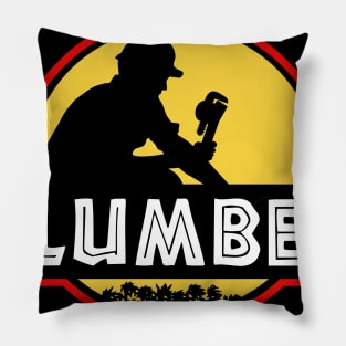 Plumber Jurassic Park Parody Logo Design Pillow