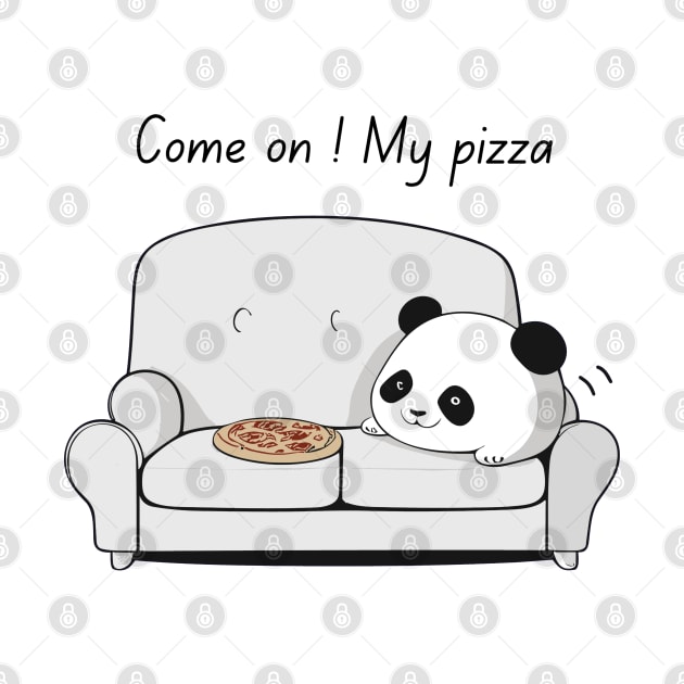 Come on. My pizza.panda try to eat pizza by Priceegg