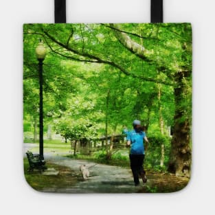 Jogging - Girl Jogging With Dog Tote