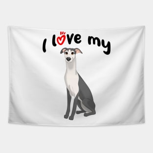 I Love My Black & White Whippet Dog Tapestry