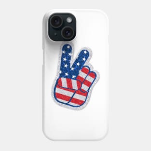 Victory Hand American Flag Glitter Sticker Phone Case