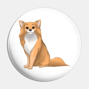 Fawn & White Longhaired Chihuahua Dog Pin