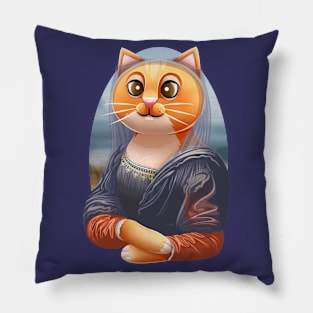 Meowy Lisa (no text) Pillow