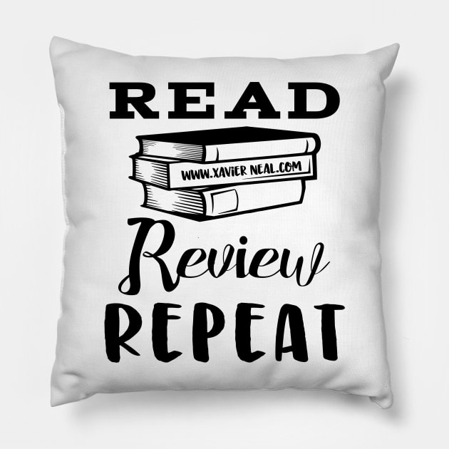 Read, Review, Repeat Pillow by Author Xavier Neal