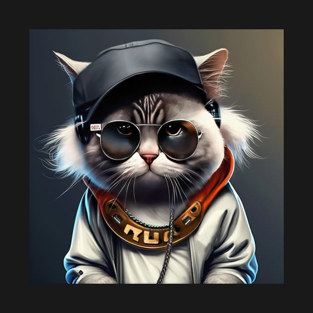 Funny cool Hip hop Cat  Music producer by geekmethat